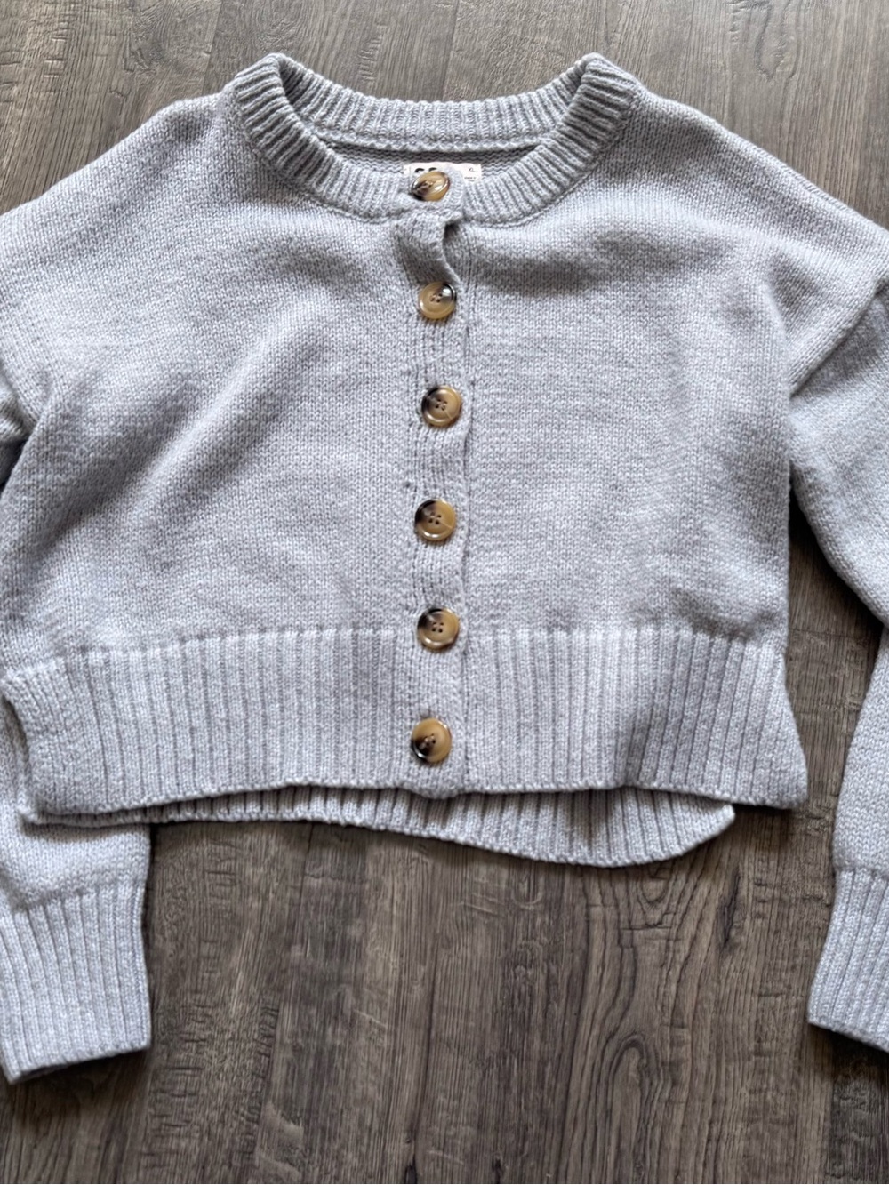 SO Light Gray Cropped Button-Front Cardigan XL